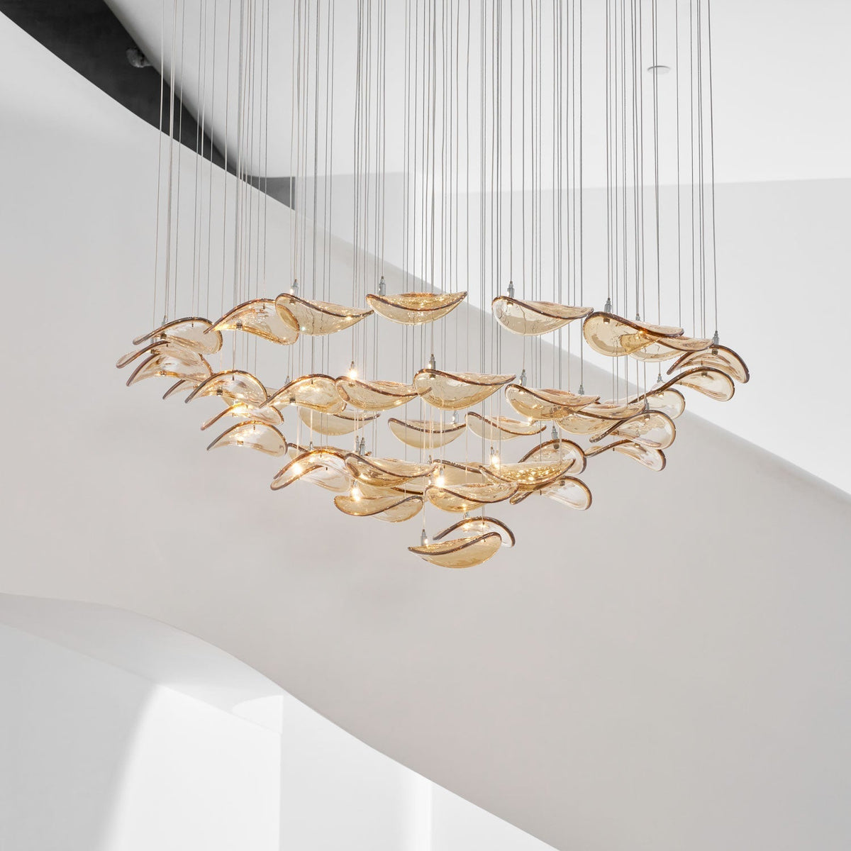 Galaxy Wave Floating Leaf Crystal Spiral Chandelier