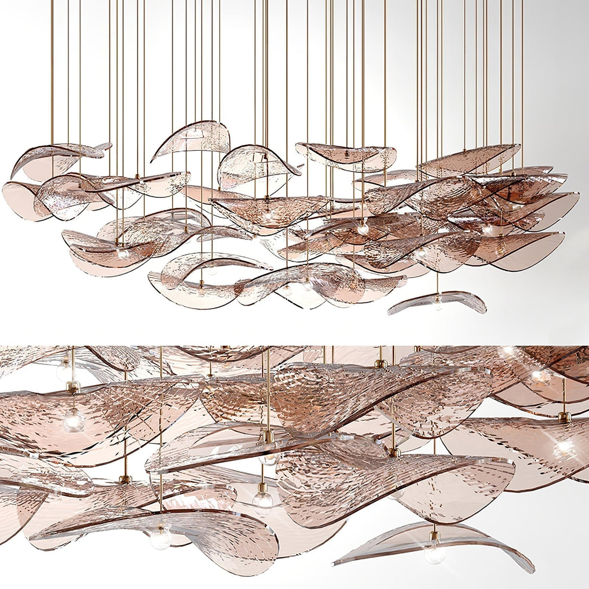Galaxy Wave Floating Leaf Crystal Spiral Chandelier