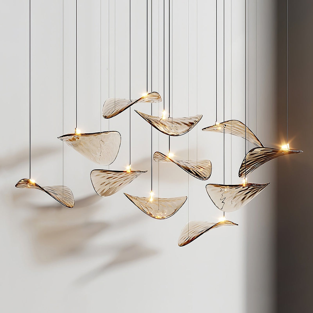 Galaxy Wave Floating Leaf Crystal Spiral Chandelier