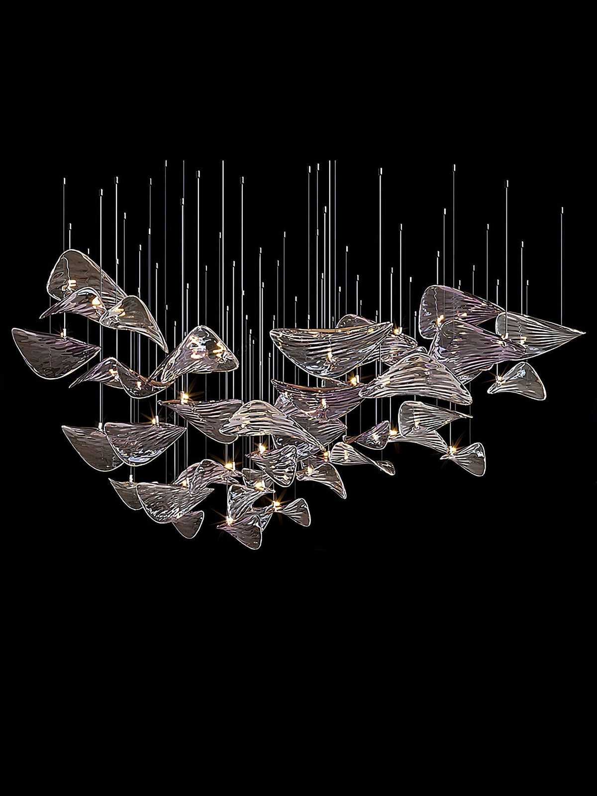 Galaxy Wave Floating Leaf Crystal Spiral Chandelier