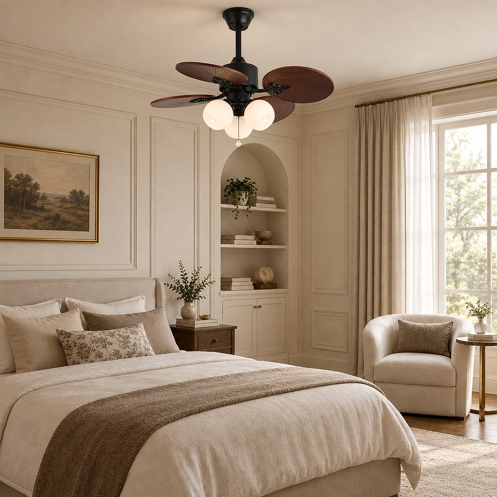 Tricolordeer Island Wooden Ceiling Fan Light