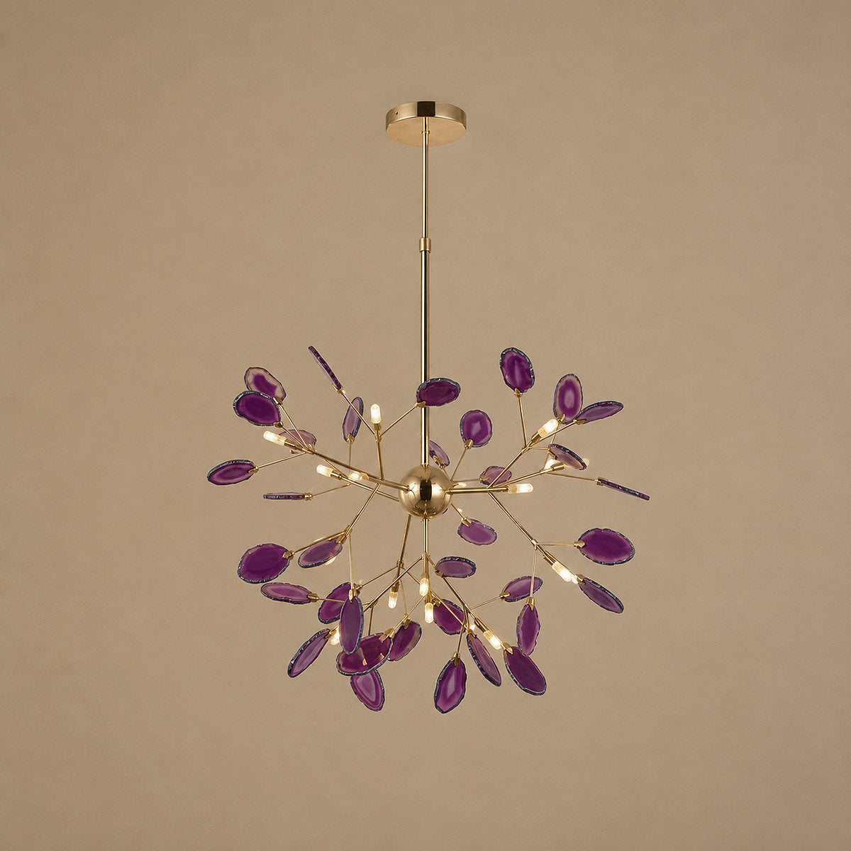 Rose Gold Chandelier with Natural Stone Slices