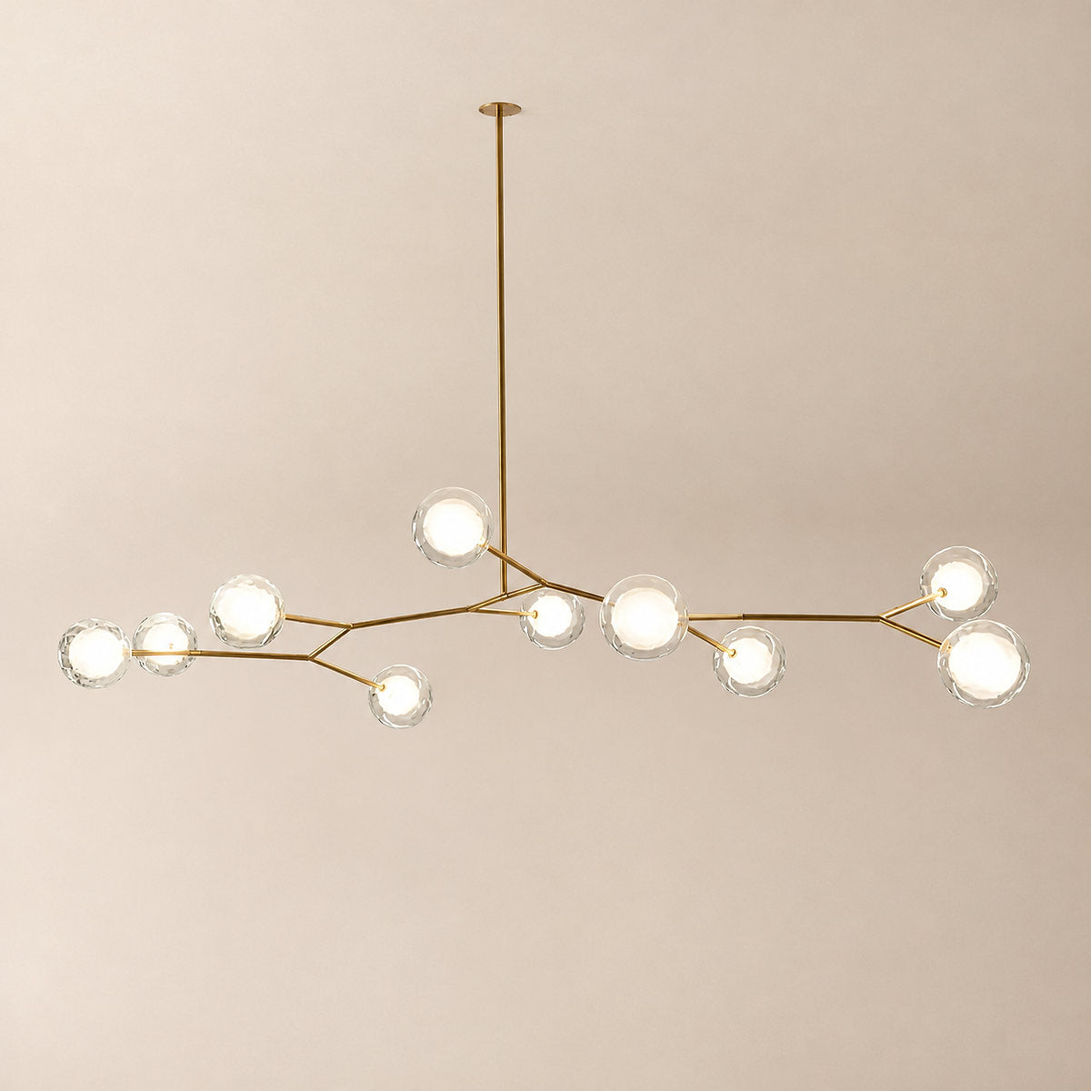 Golden Branch Glass Globe Chandelier