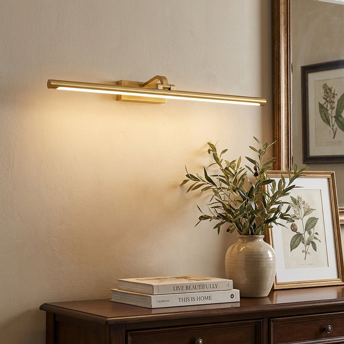 Walnut Color Linear LED Wall Lamp, 15.7~27.5-Inch x H 3.3-Inch, Walnut, Warm Light for Living Room & Dining Room