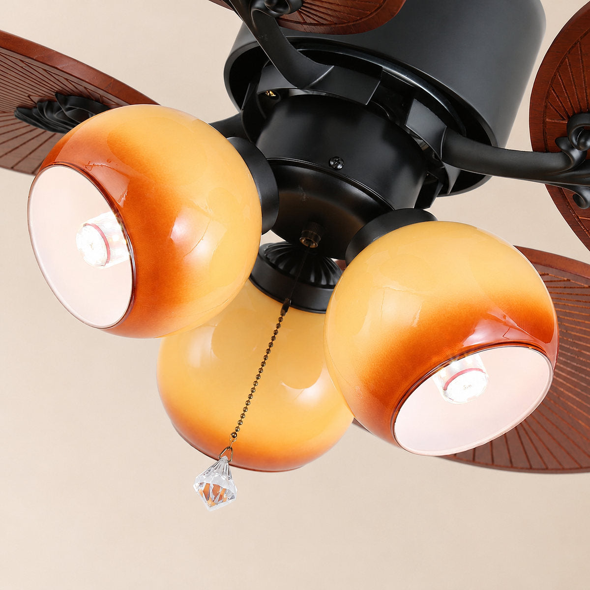 Tricolordeer Island Wooden Ceiling Fan Light