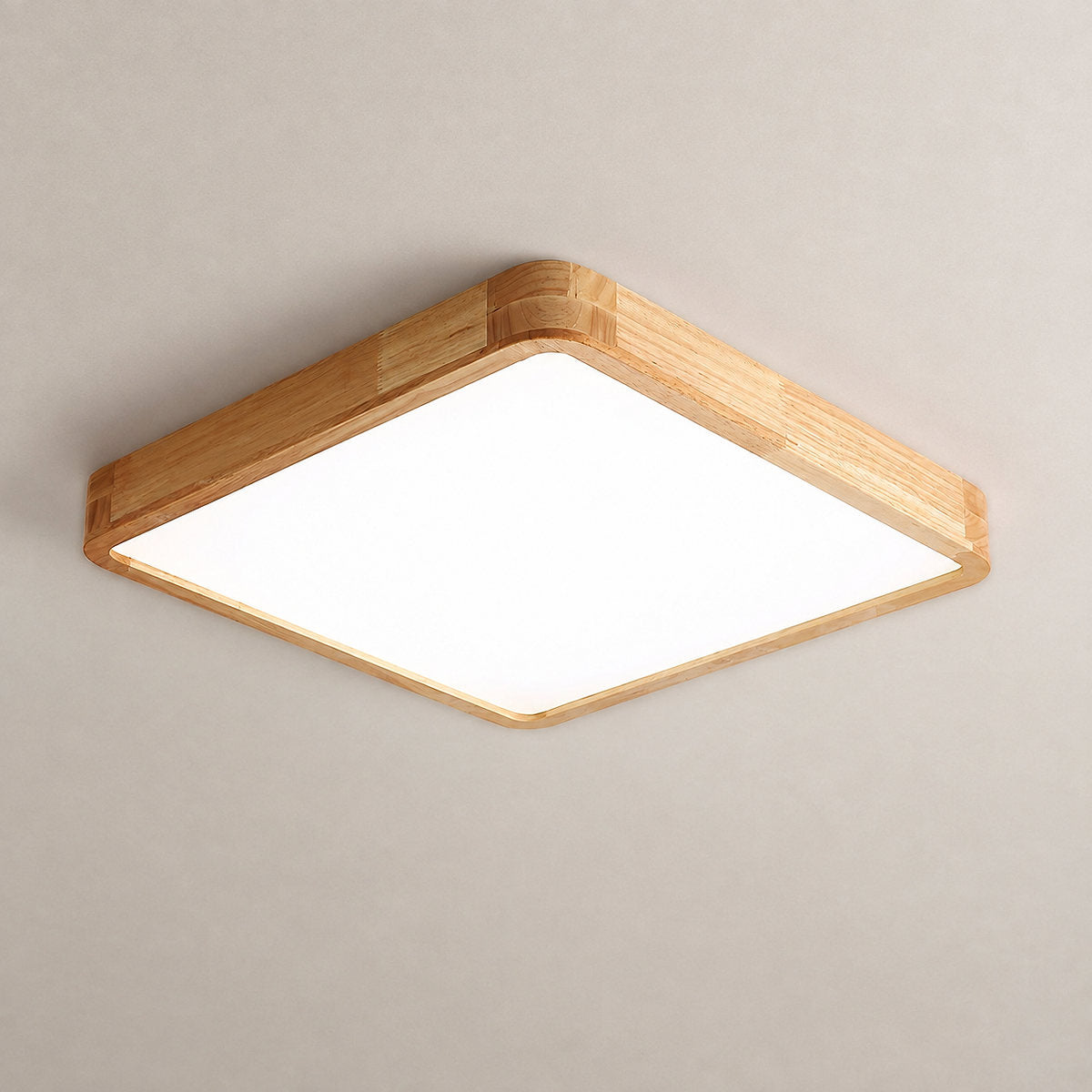 Wooden Geometric Ceiling Light, 11.8-Inch x H 2.3-Inch, Wood for Living Room
