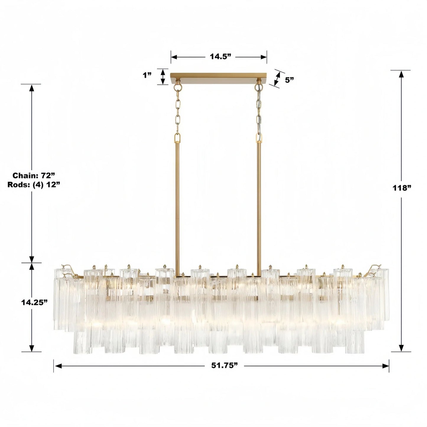 Addis 51'' Modern Linear Chandelier for Dining Room