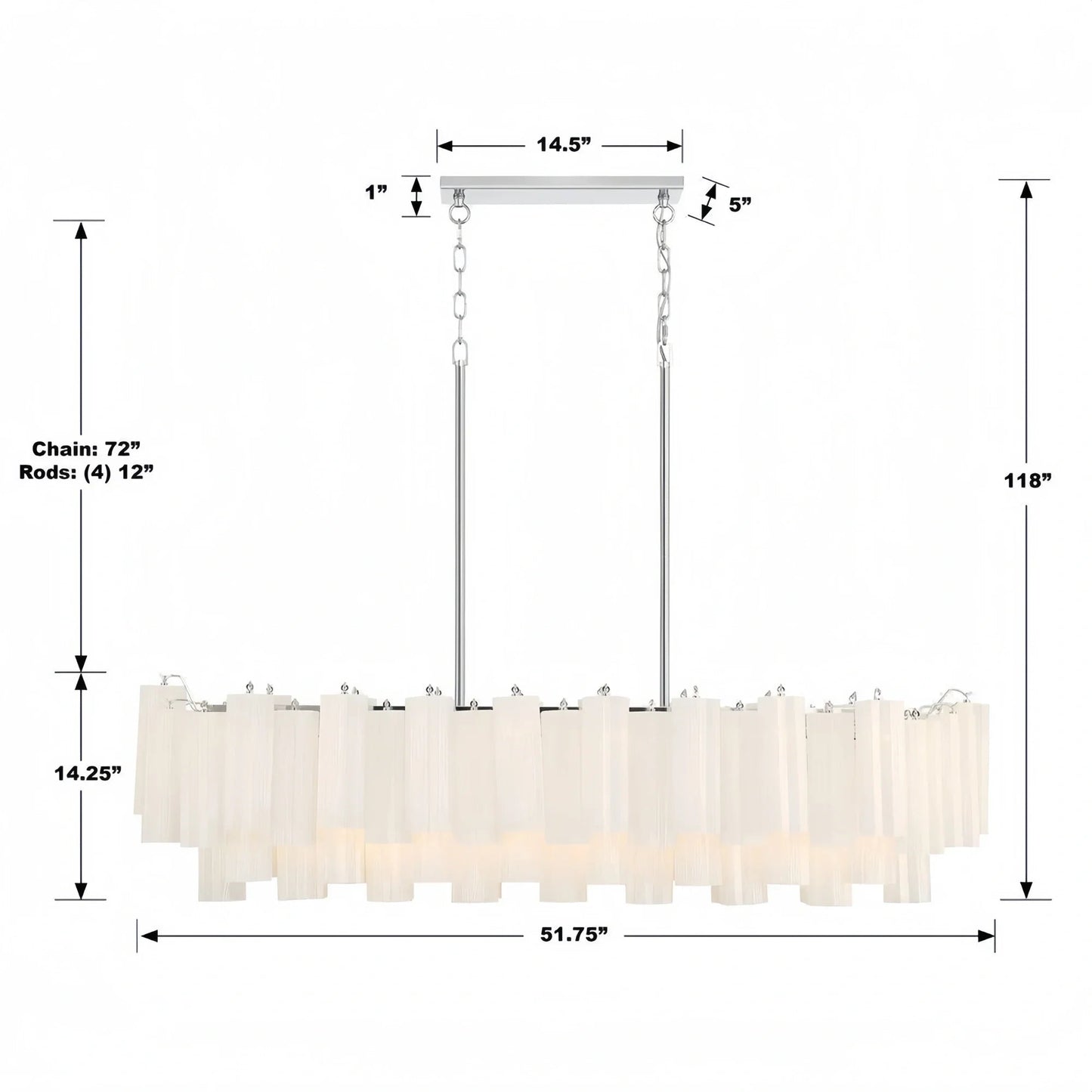 Addis 51'' Modern Linear Chandelier for Dining Room