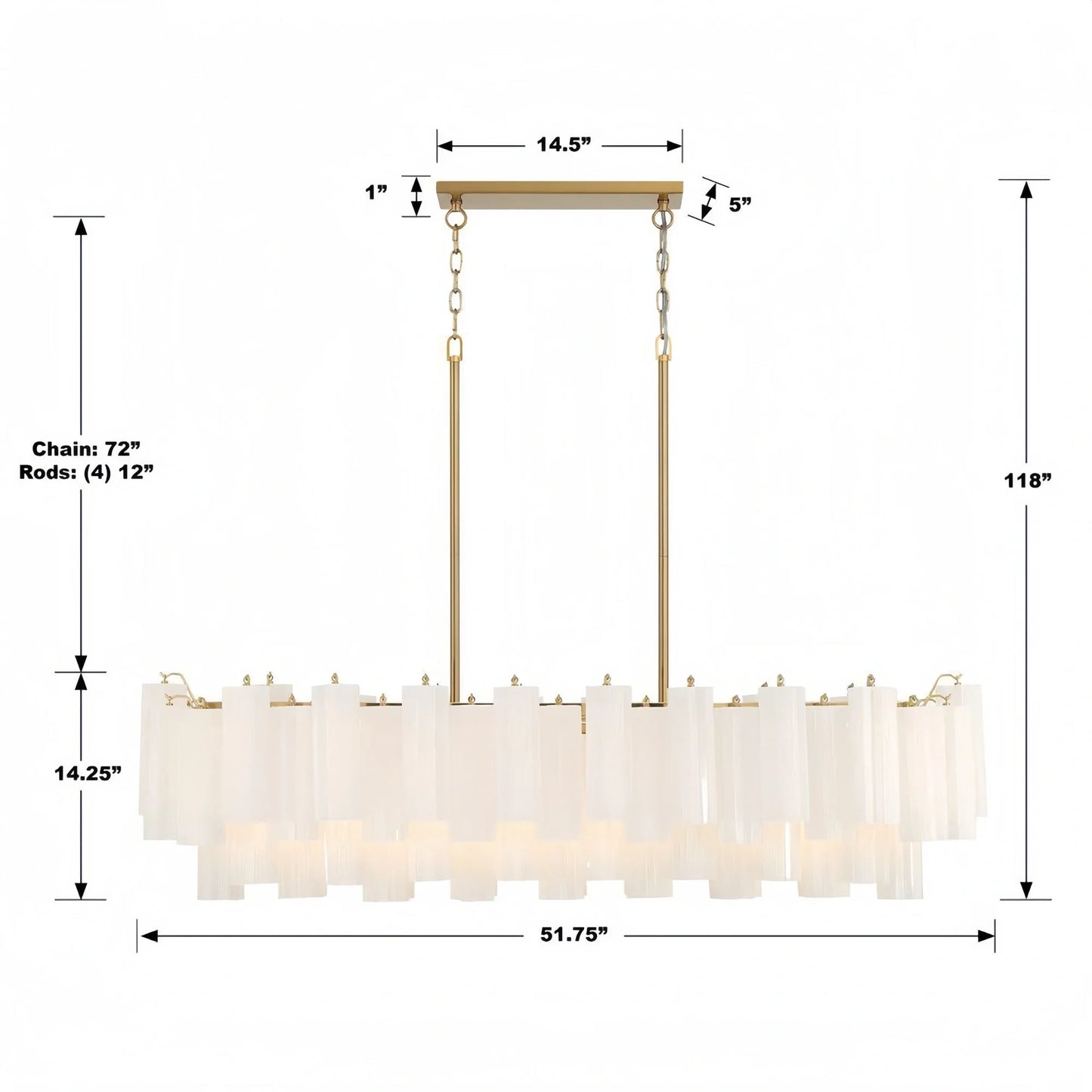 Addis 51'' Modern Linear Chandelier for Dining Room