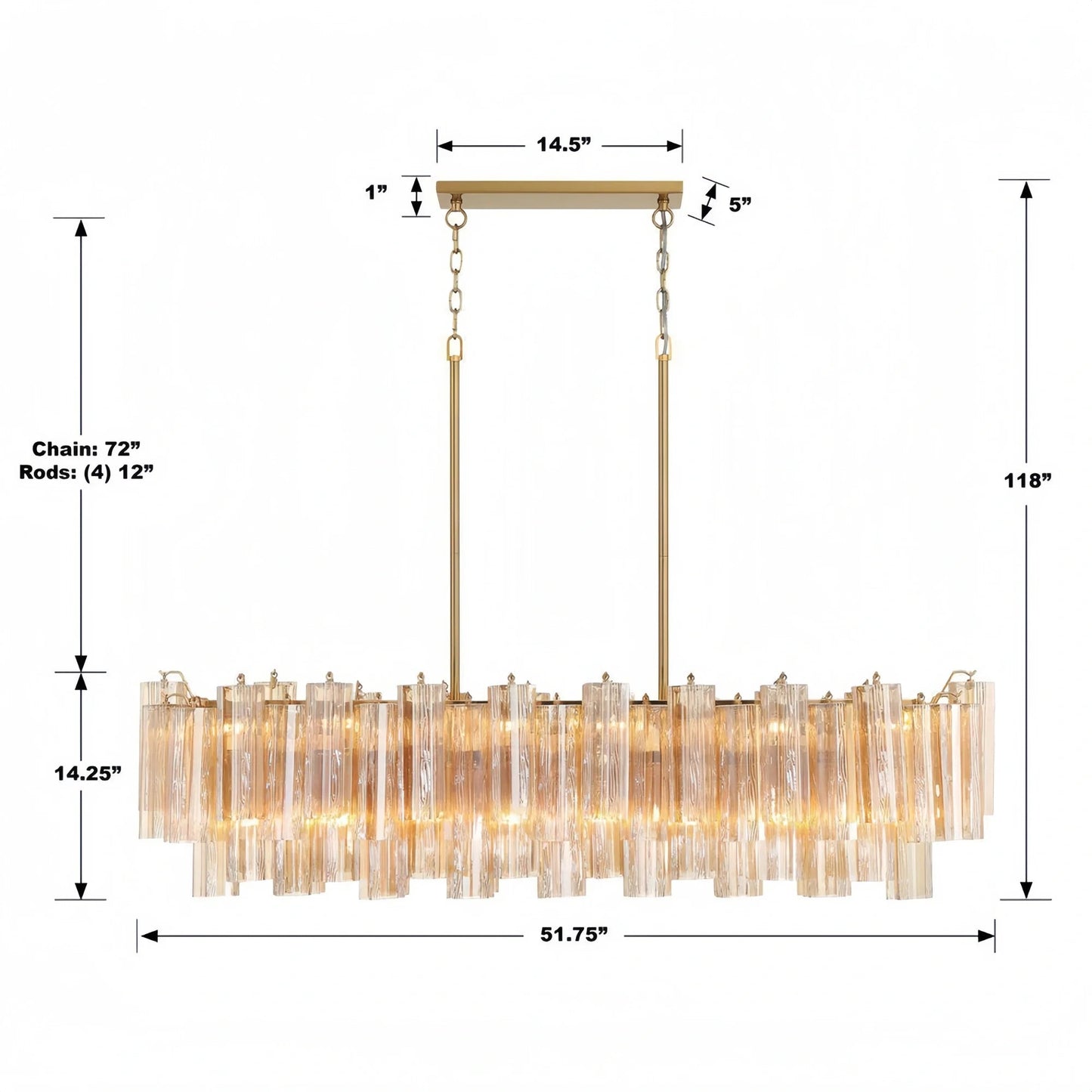 Addis 51'' Modern Linear Chandelier for Dining Room