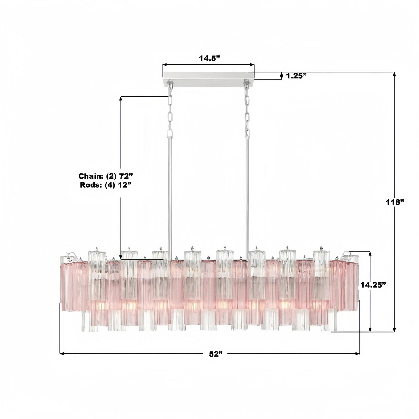 Addis 51'' Modern Linear Chandelier for Dining Room
