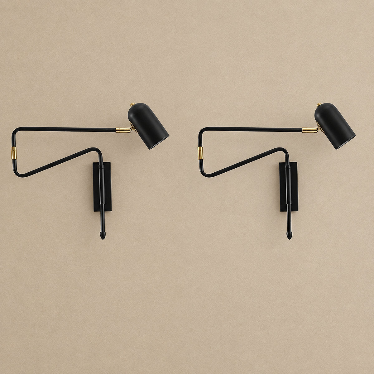Adjustable Arm Reading Wall Lamp, L 14.6-Inch x H 5.9-Inch, Black & Gold for Bedroom & Living Room