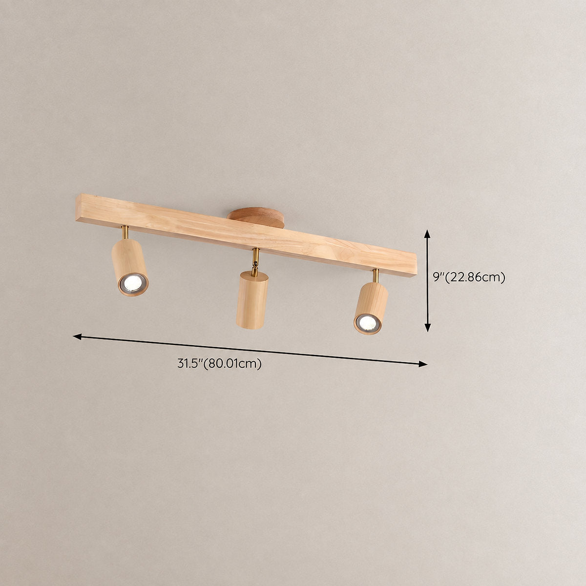 Natural Wood Beam Light Spotlight, L 5.1~47.2-Inch x H 8.7-Inch, Wood, Warm Light for Living Room & Bedroom
