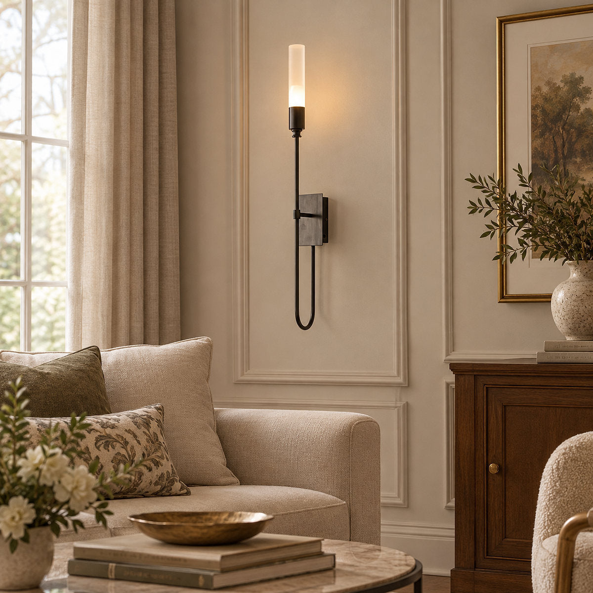 Double Arrow Wall Lamp, 3.9~5.5-Inch x H 23.6-Inch, Antique Brass (brass) for Living Room