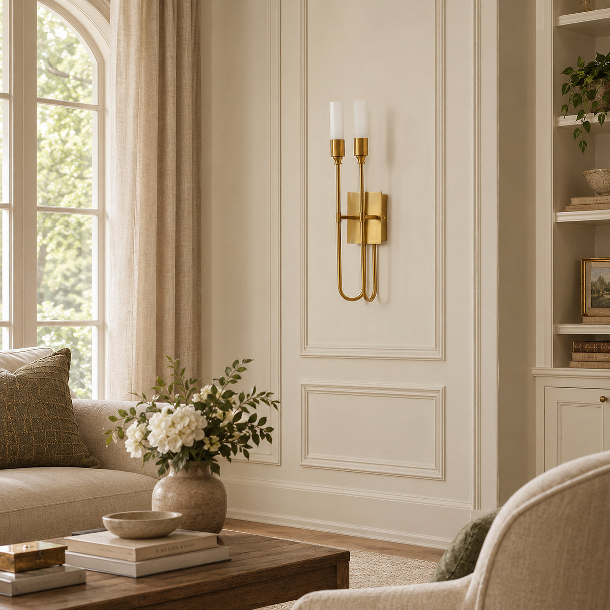 Double Arrow Wall Lamp, 3.9~5.5-Inch x H 23.6-Inch, Antique Brass (brass) for Living Room