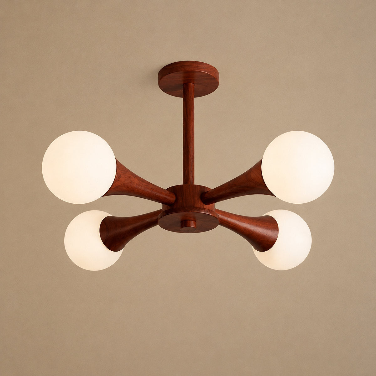 Tricolordeer Solid Wood & Opal Glass Chandelier