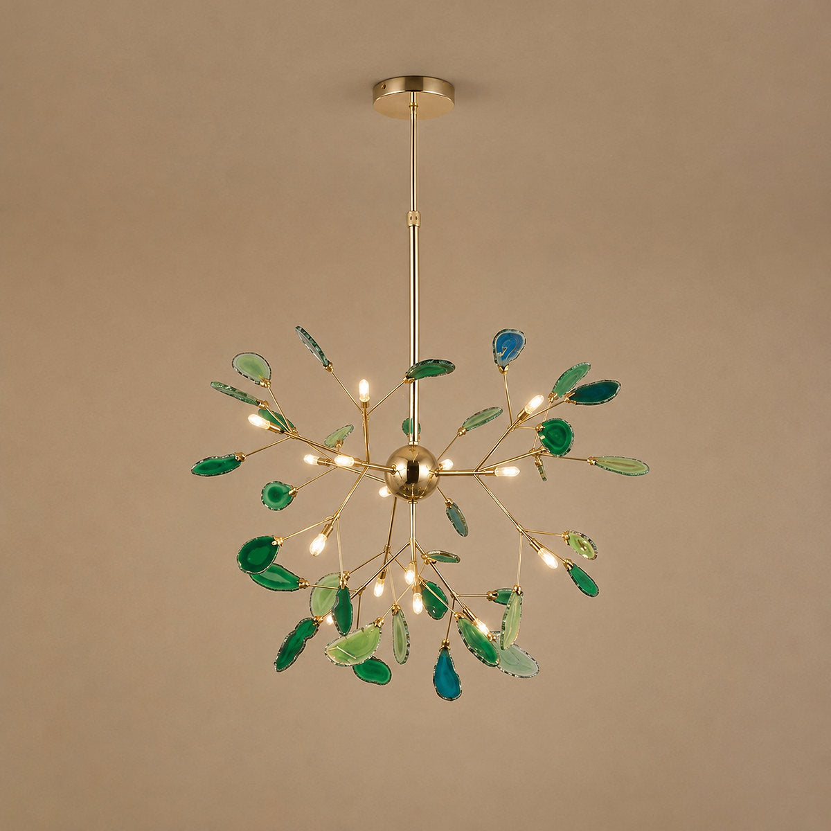Rose Gold Chandelier with Natural Stone Slices