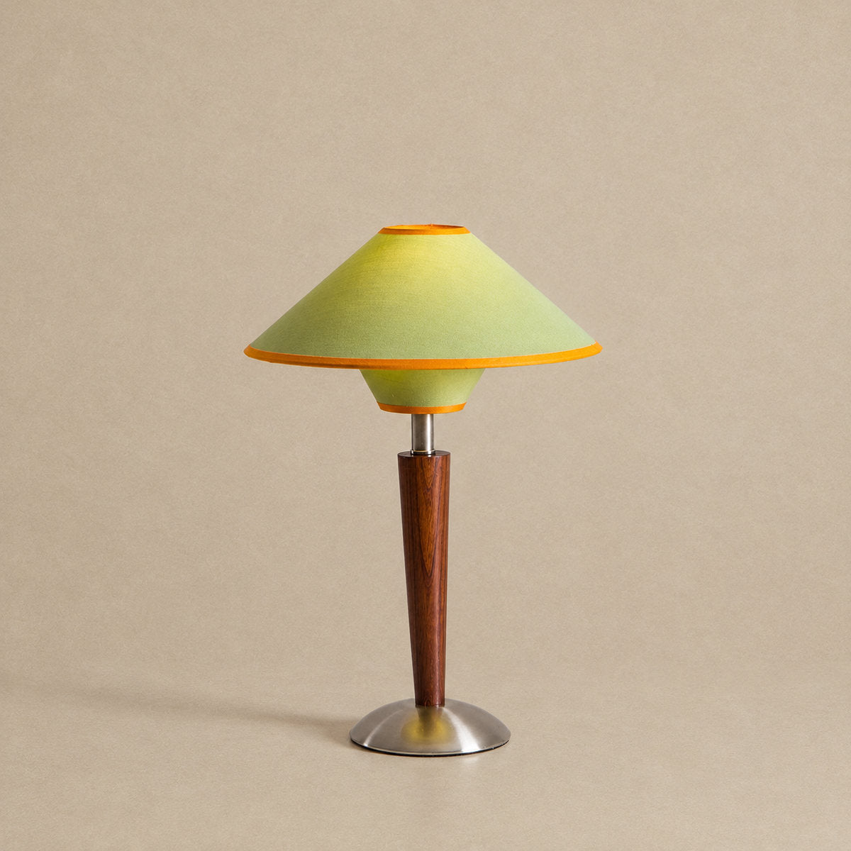 Tricolordeer Walnut Wood and Fabric Table Lamp
