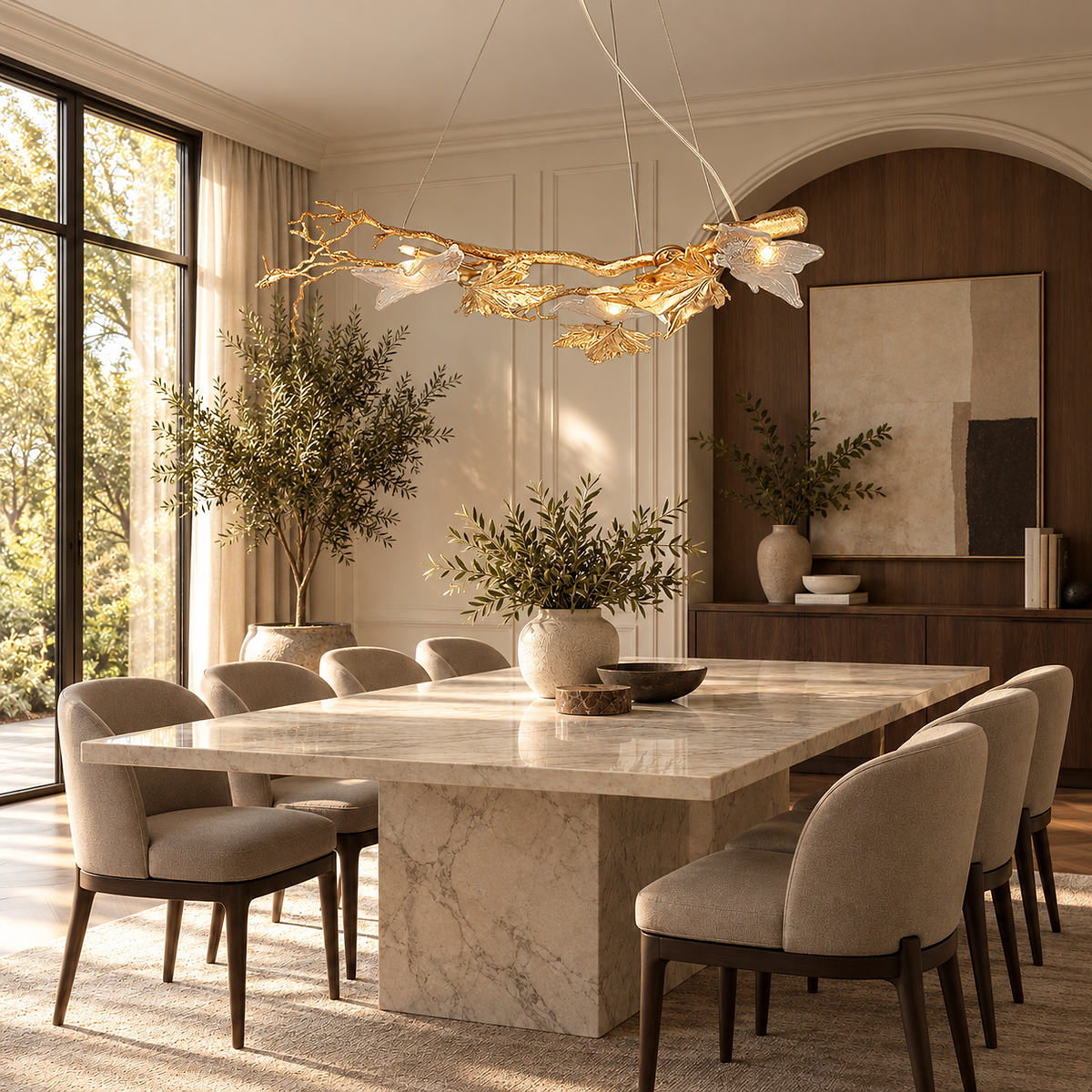 Tricolordeer Brass Maple Leaf Pendant Light