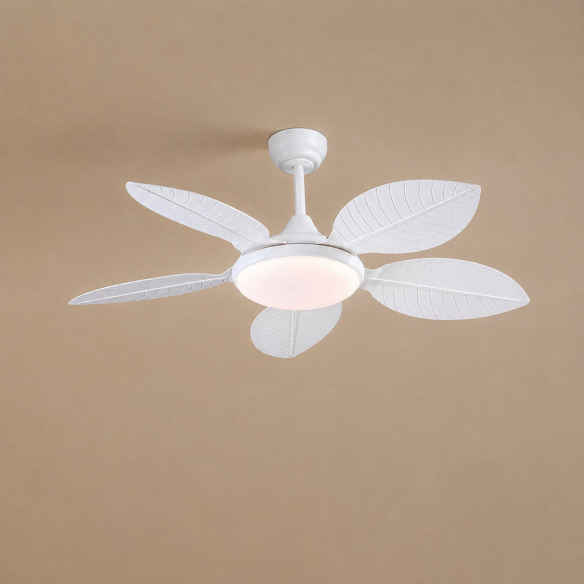 Tricolordeer Carved Palm-Leaf Dome Light Ceiling Fan