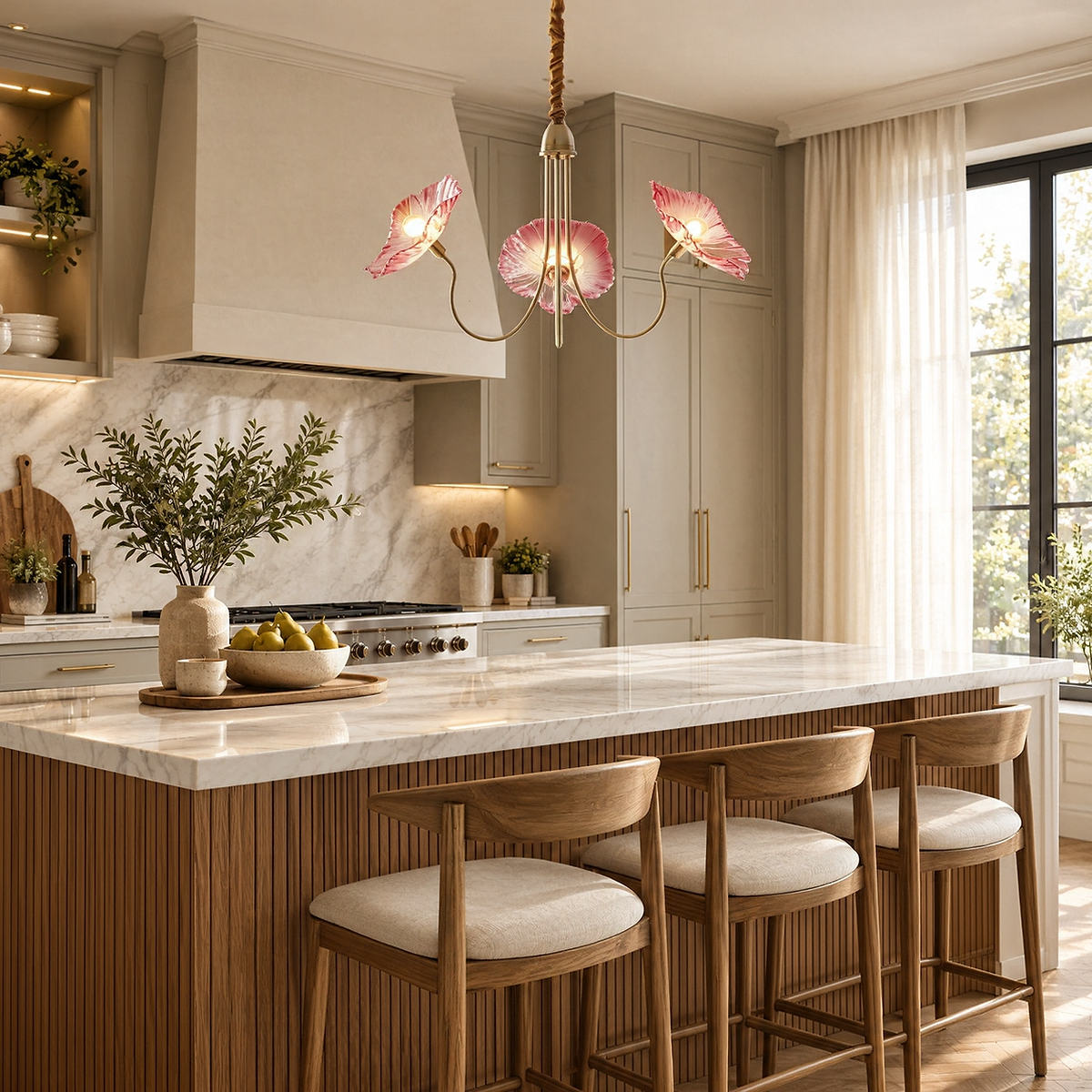 Tricolordeer Frosted Glass Gold Chandelier