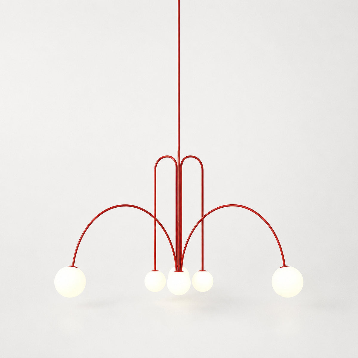 Sculptural Multi-Head Nickel and Glass Chandelier