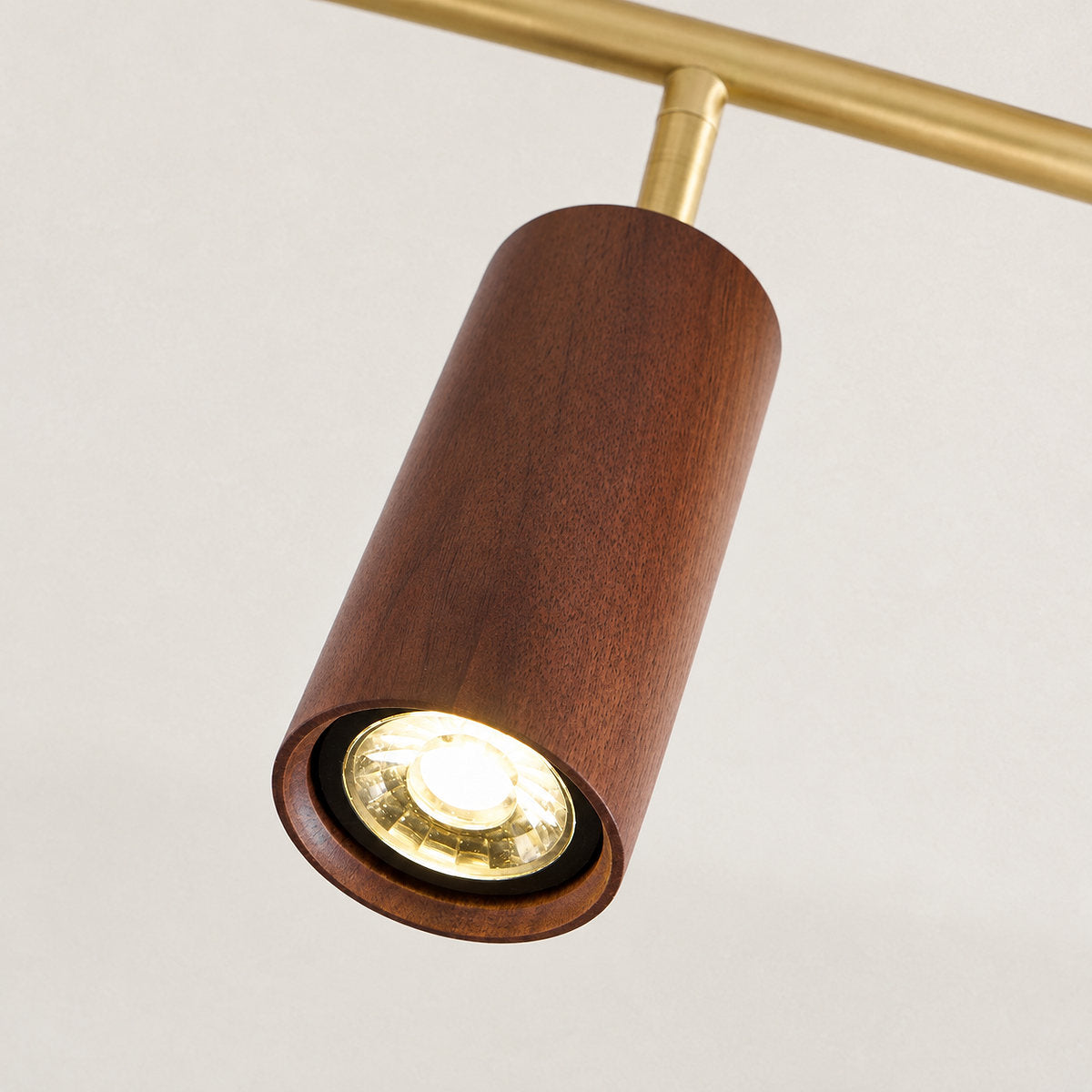 Tricolordeer Gold Brass Ceiling Light: Walnut Wood, 1–4 Heads