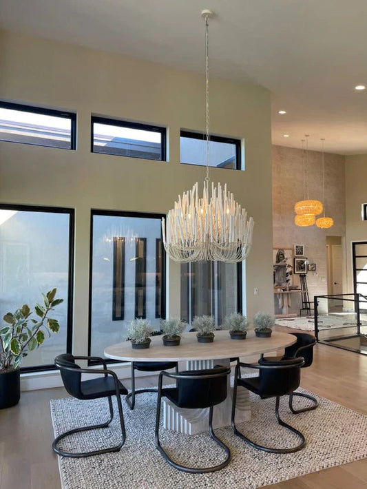 5/6-Light Modern Branch Modeling Chandelier in White or Black for Stylish Interiors