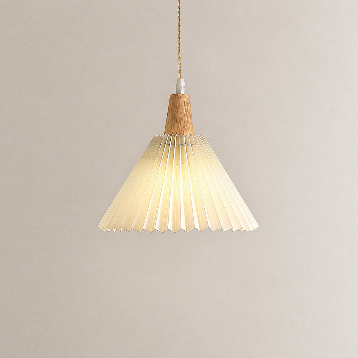 Tricolordeer Folded Paper & Wood Pendant Light