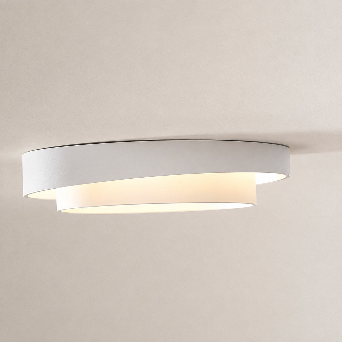 Melody Ceiling Light, 15.7-Inch x H 5.5-Inch, White, Warm Light for Living Room & Bedroom