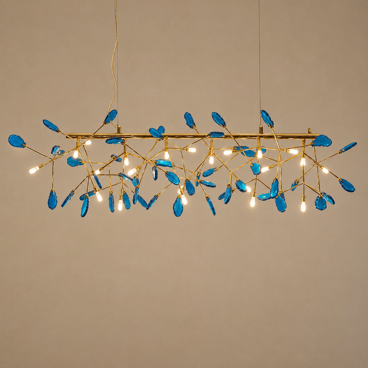 Rose Gold Chandelier with Natural Stone Slices