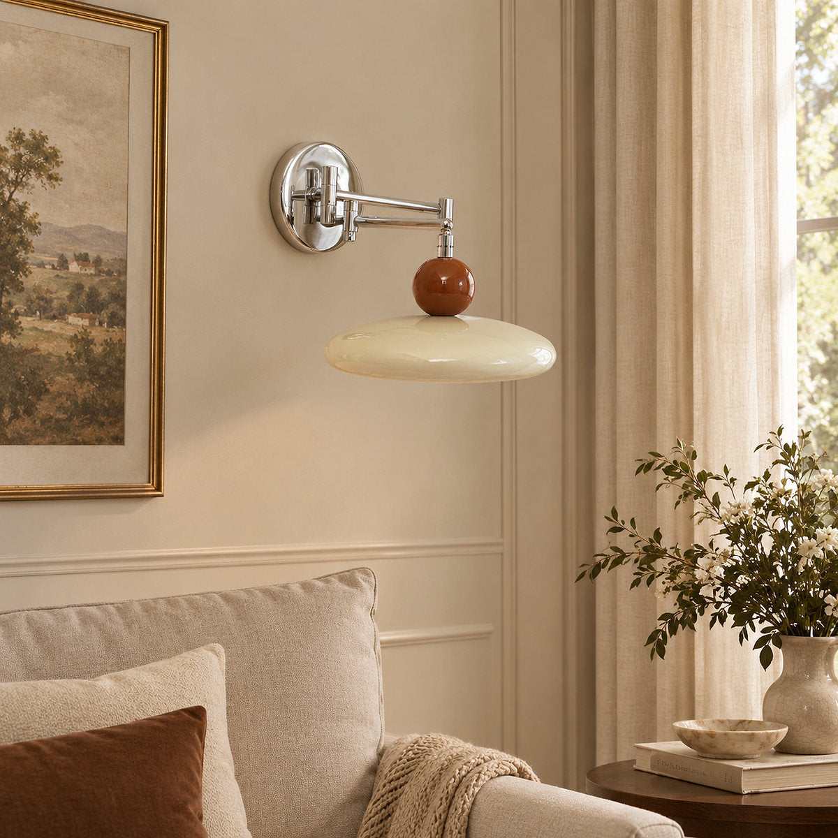 Lola Swing Arm Wall Lamp, 7.9-Inch x H 4.7-Inch, Green, Warm Light for Bedroom & Living Room