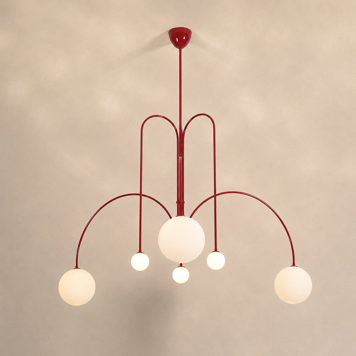Sculptural Multi-Head Nickel and Glass Chandelier