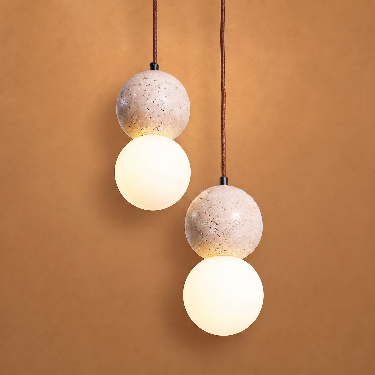 Camille Travertine Pendant Light,1 Light-11 Lights Yellow Travertine & White for Dining Room & Living Room