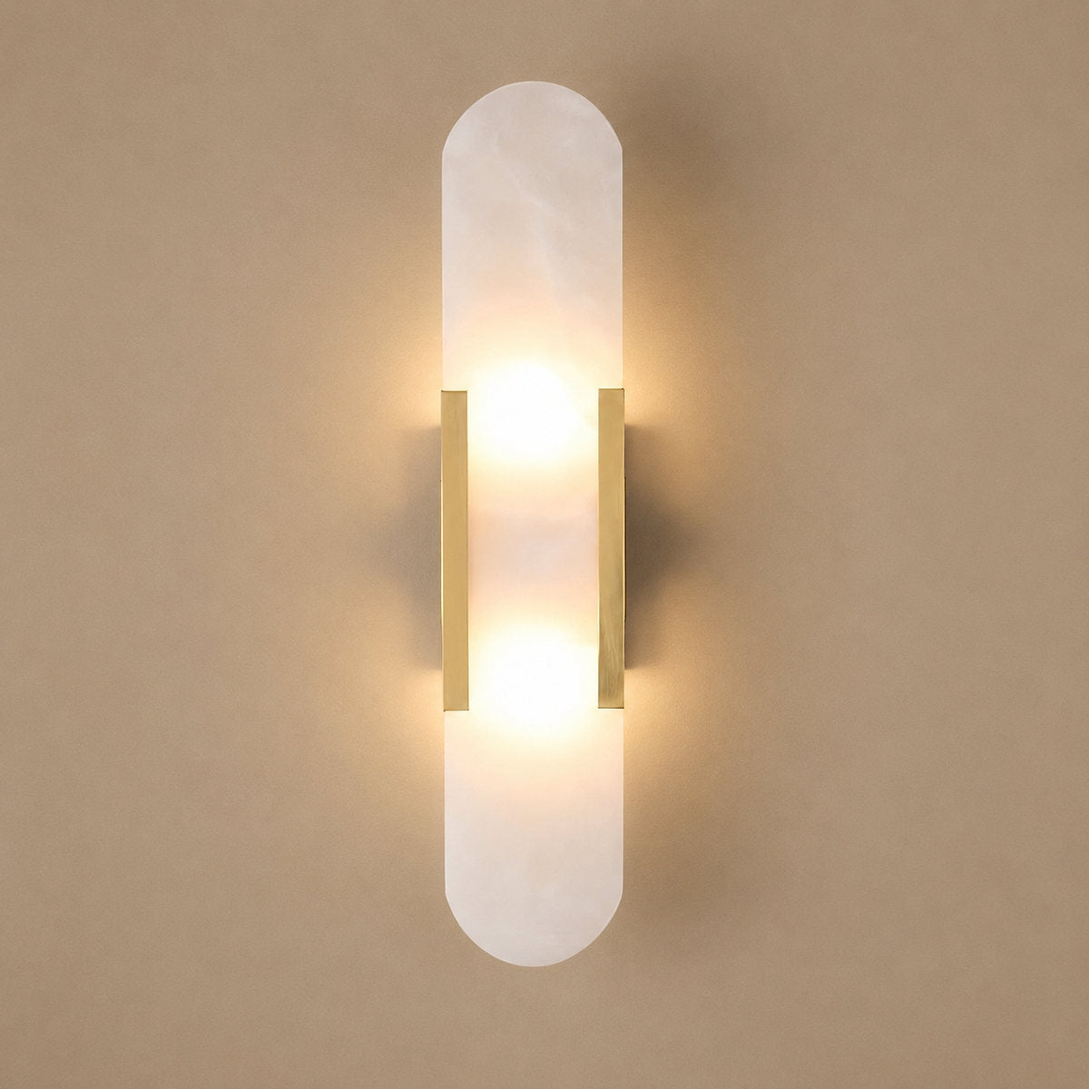 Oblong Alabaster Wall Lamp, 3.9-Inch x H 13.8~19.7-Inch, Black for Living Room & Dining Room