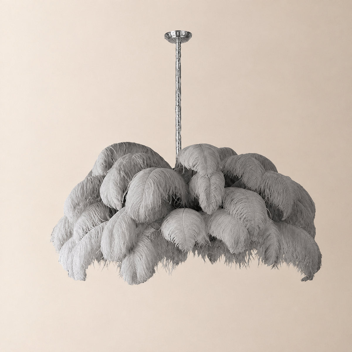 Tricolordeer Layered Plume Brass Chandelier