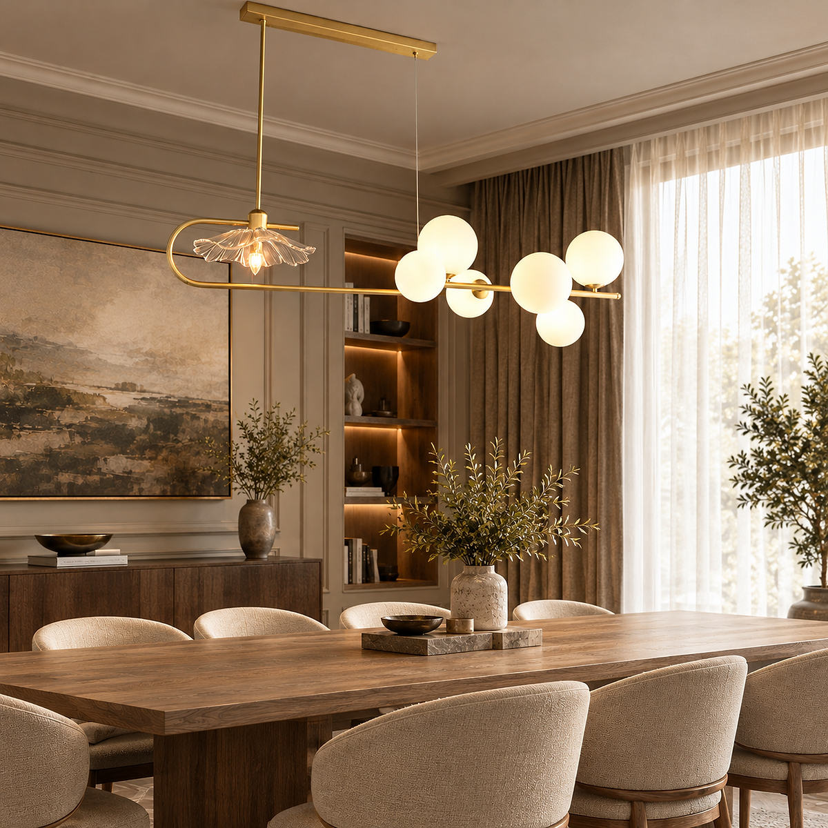 Tricolordeer Gold Metal and Glass Chandelier