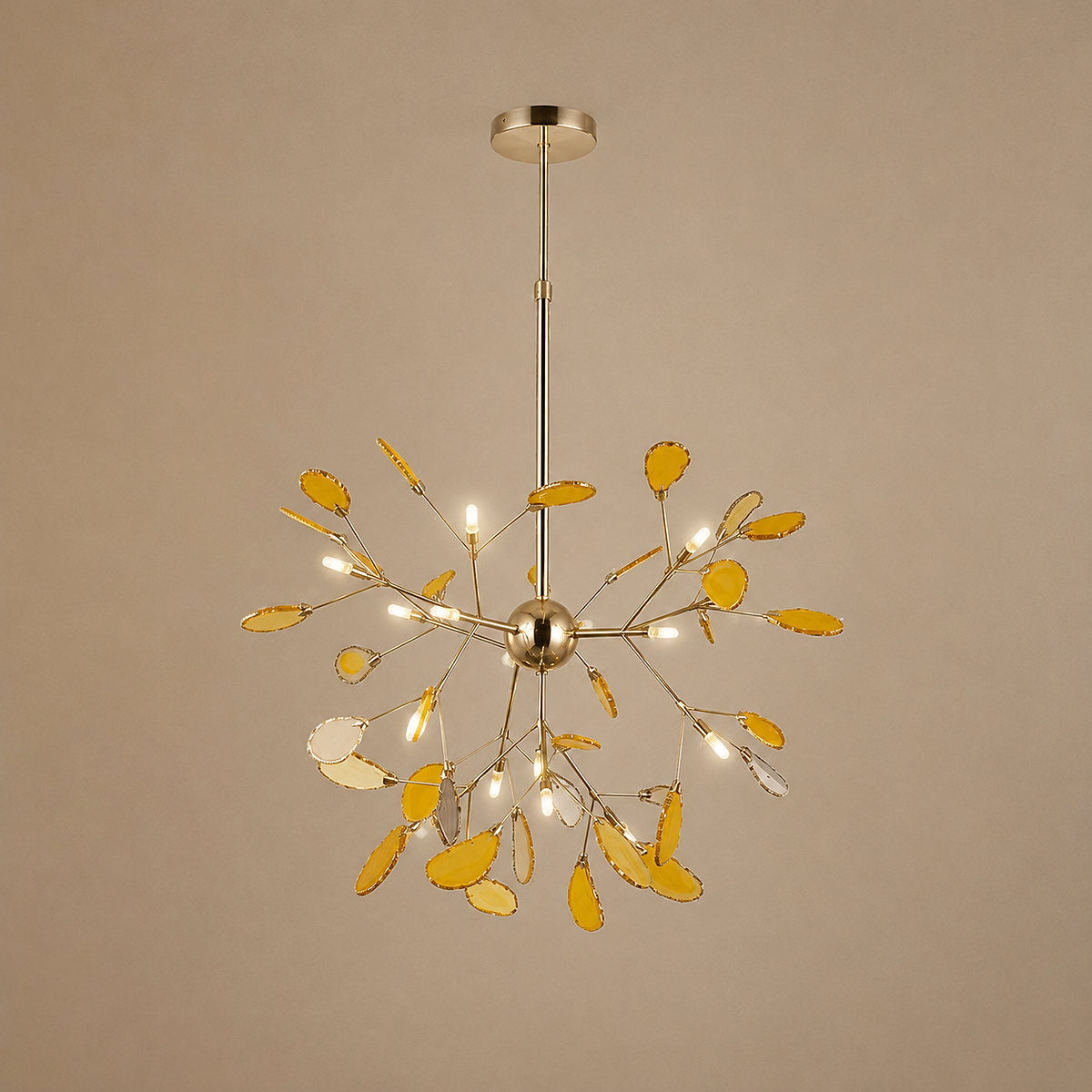 Rose Gold Chandelier with Natural Stone Slices