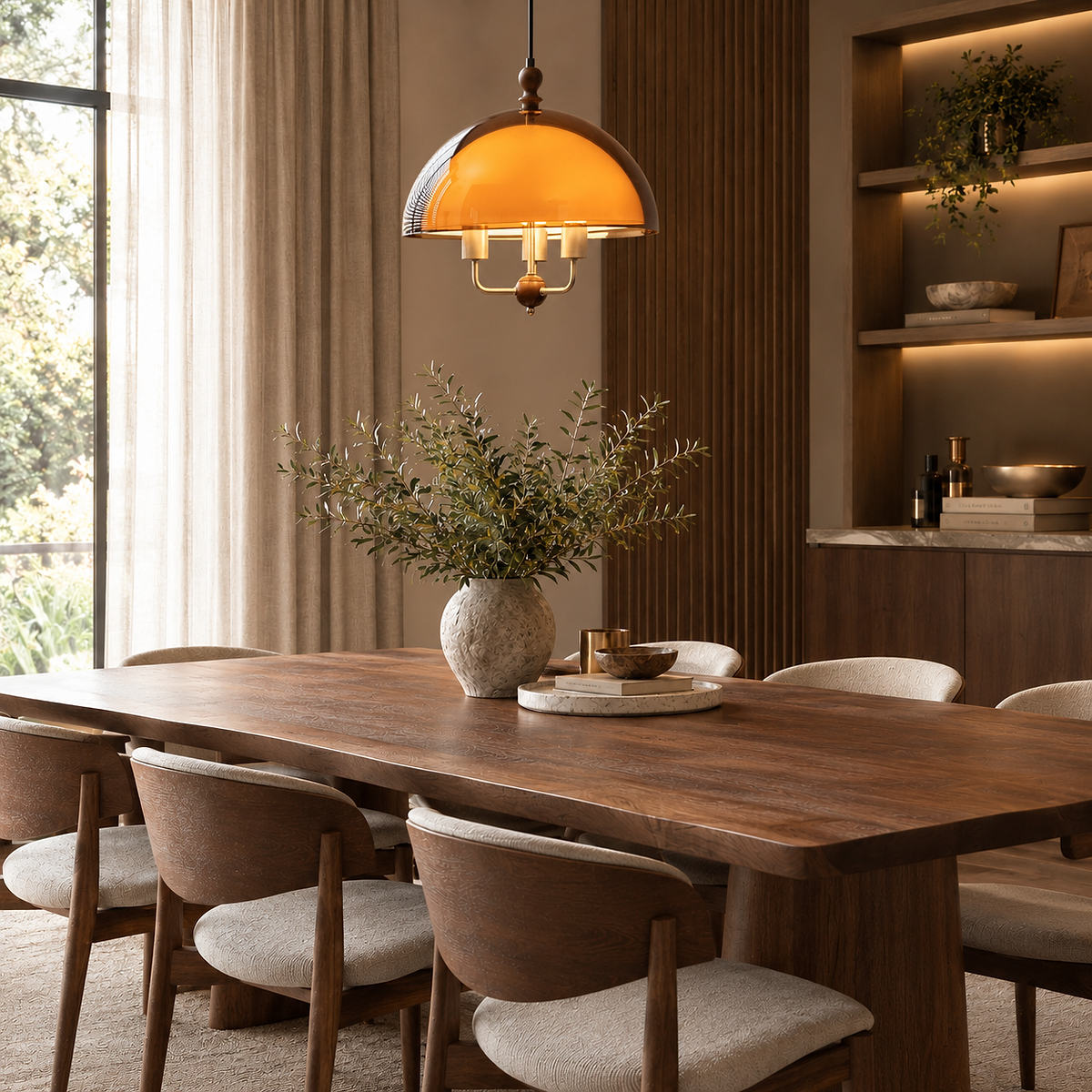 Tricolordeer Walnut Wood and Acrylic Pendant Light