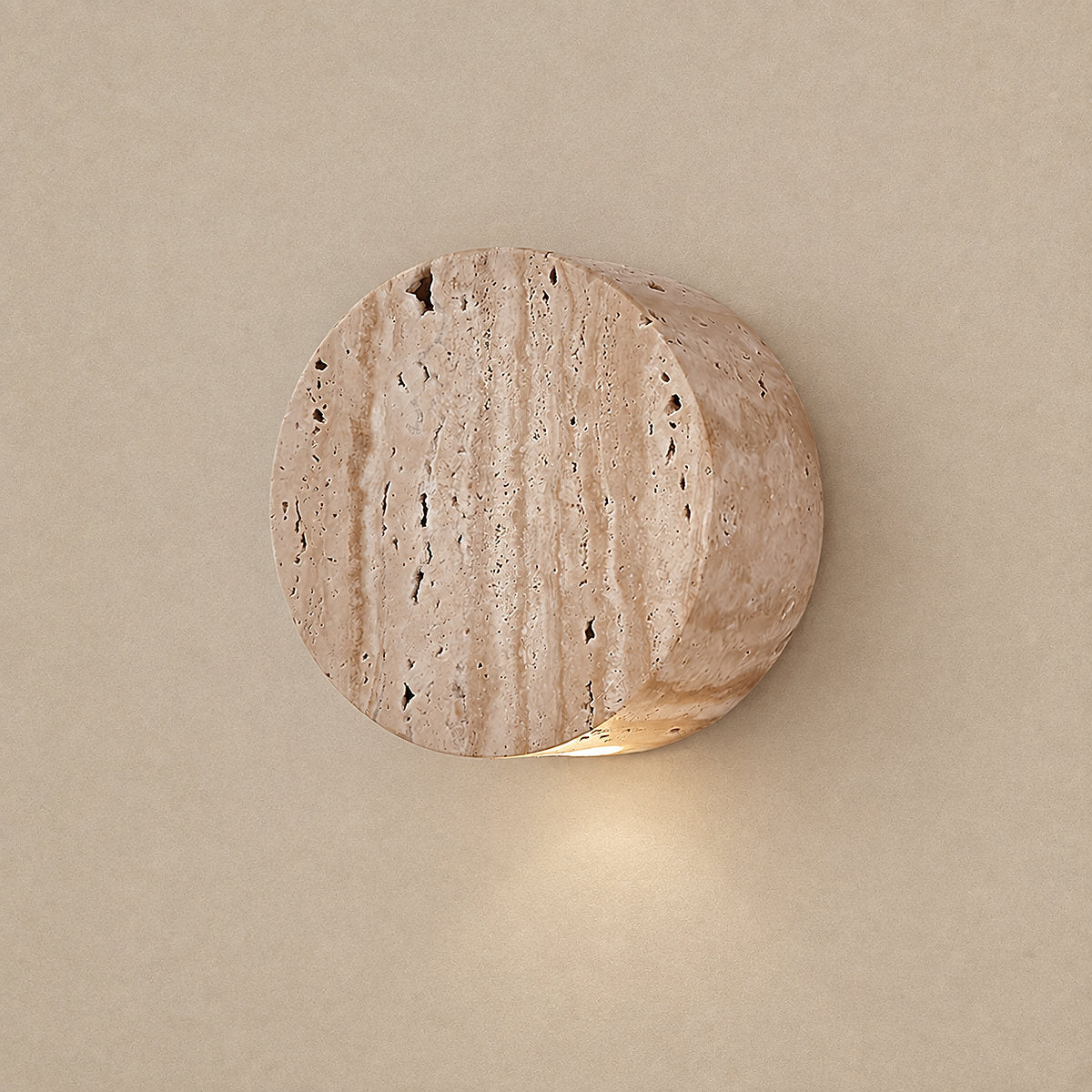 Caelan Travertine Wall Lamp, 3.9-Inch x H 3.9-Inch, Yellow Travertine for Living Room & Dining Room