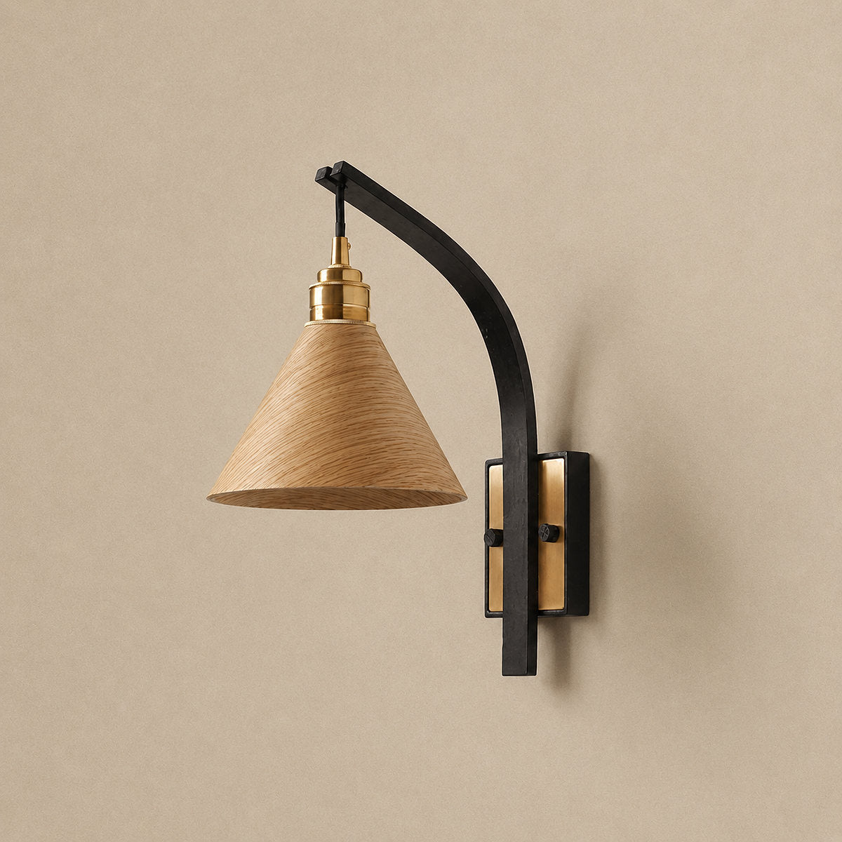 Camber Arc Wall Lamp, 6.7-Inch x H 13.0-Inch, Walnut & Wood for Living Room