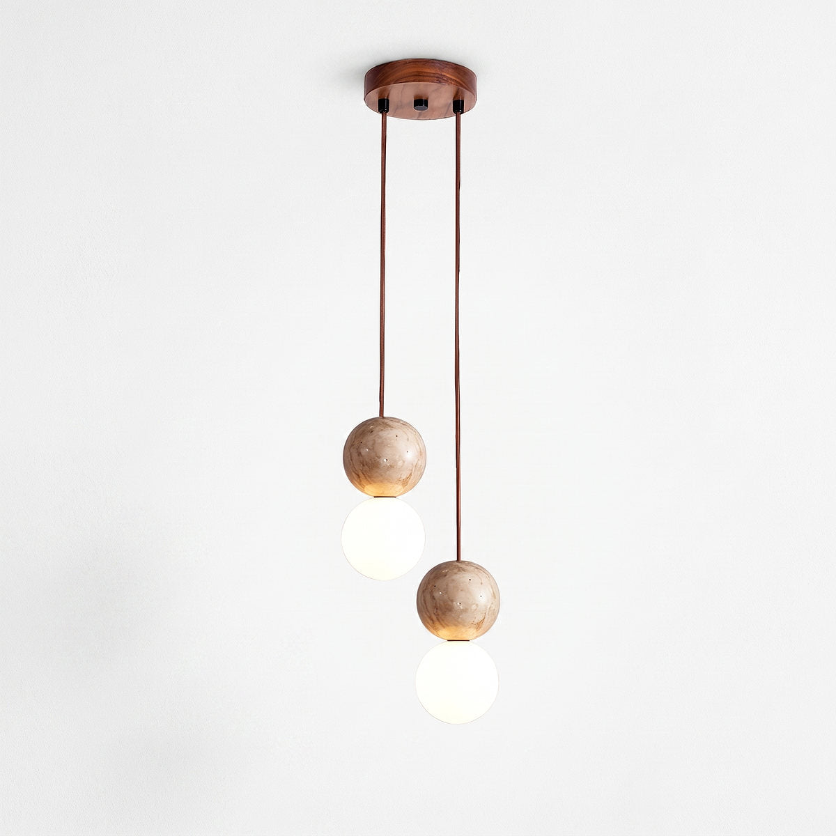 Camille Travertine Pendant Light,1 Light-11 Lights Yellow Travertine & White for Dining Room & Living Room