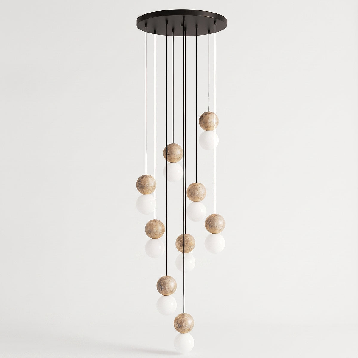 Camille Travertine Pendant Light,1 Light-11 Lights Yellow Travertine & White for Dining Room & Living Room
