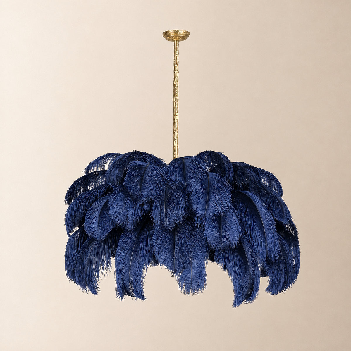 Tricolordeer Layered Plume Brass Chandelier