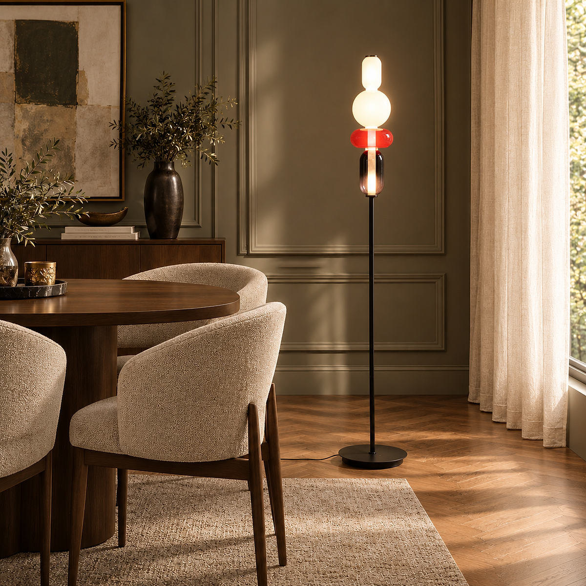 Artisan Hand-Blown Glass Stacked Floor Lamp