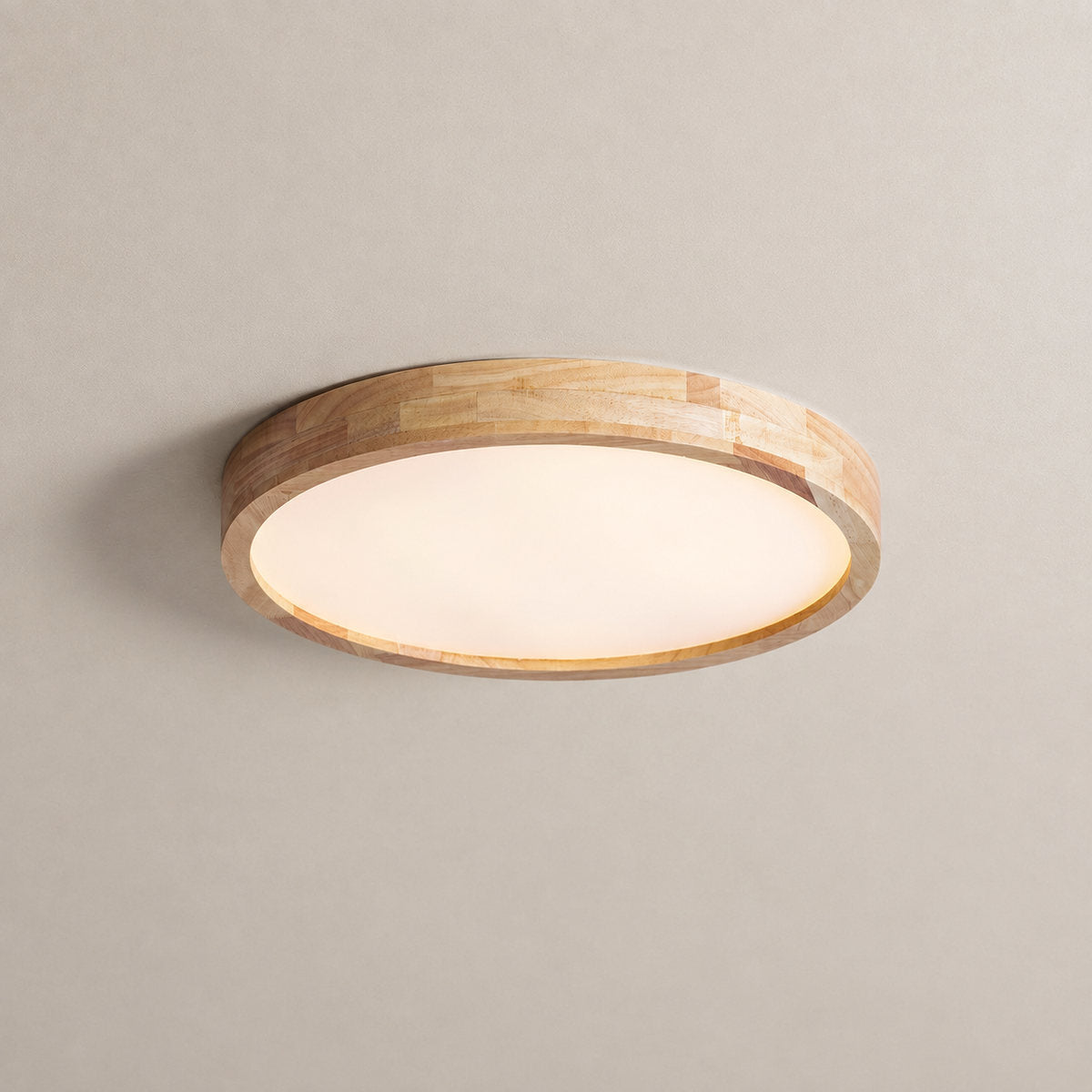 Wooden Geometric Ceiling Light, 11.8-Inch x H 2.3-Inch, Wood for Living Room