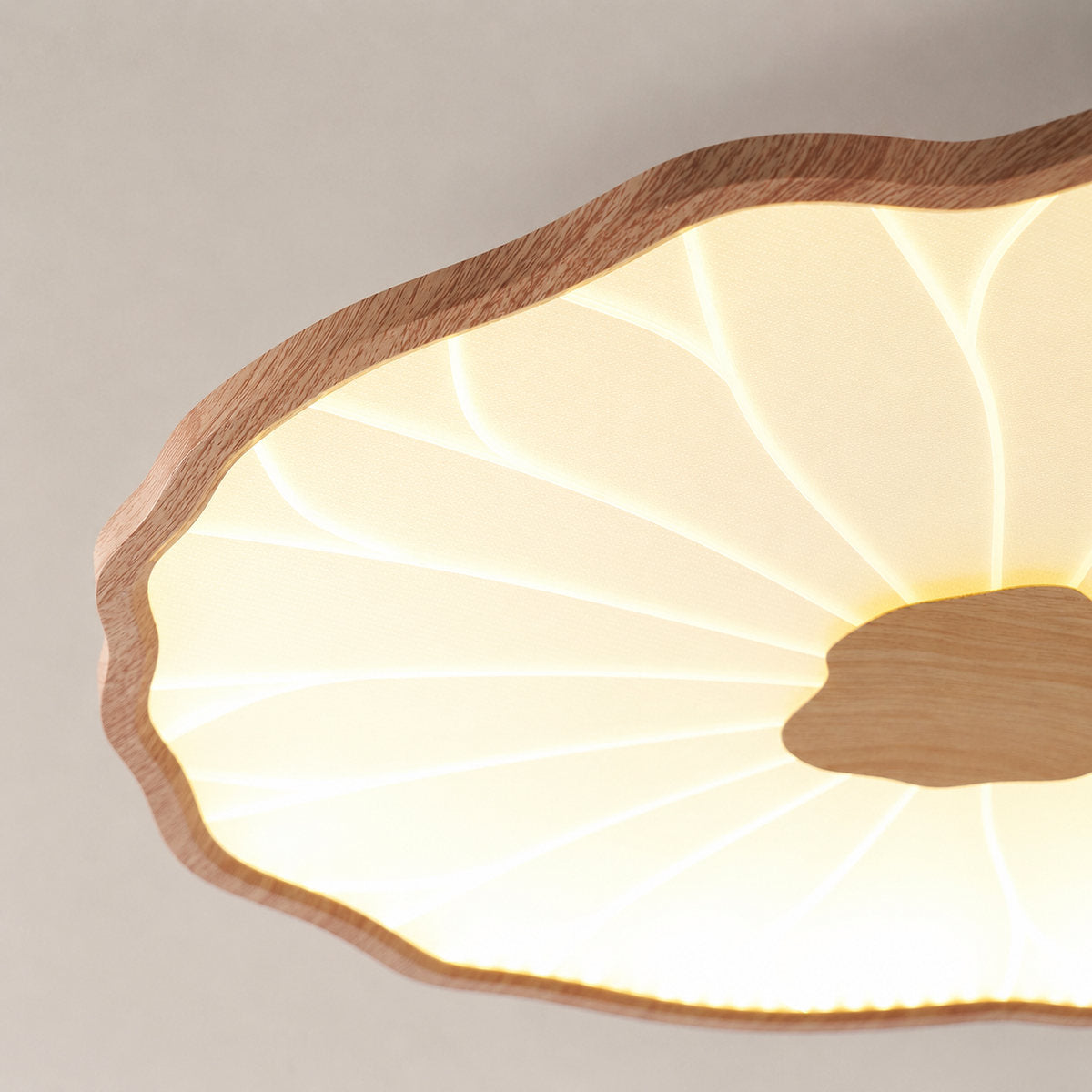 Lotus Leaf Acrylic Ceiling Light, 11.8-Inch x H 1.6-Inch, Hydrographic Natural Wood Grain Finish, Warm Light for Living Room & Bedroom
