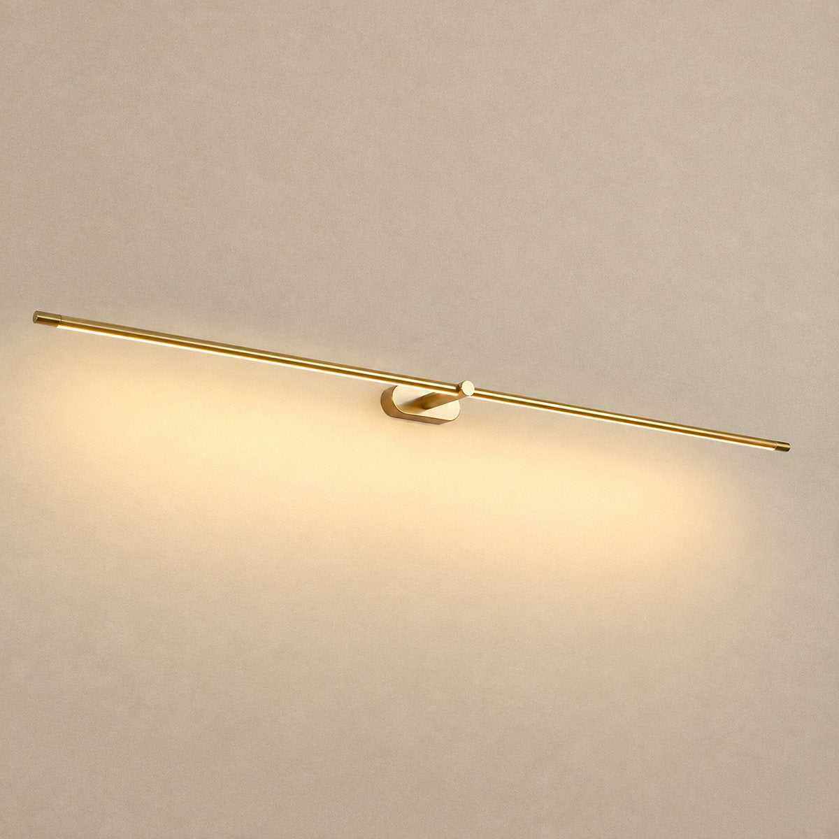 Minimalist Linear Rechargeable Wall Lamp, L 27~50-Inch x H 2-Inch, Gold, Three-Color Light & USB Charging for Bedroom & Living Room