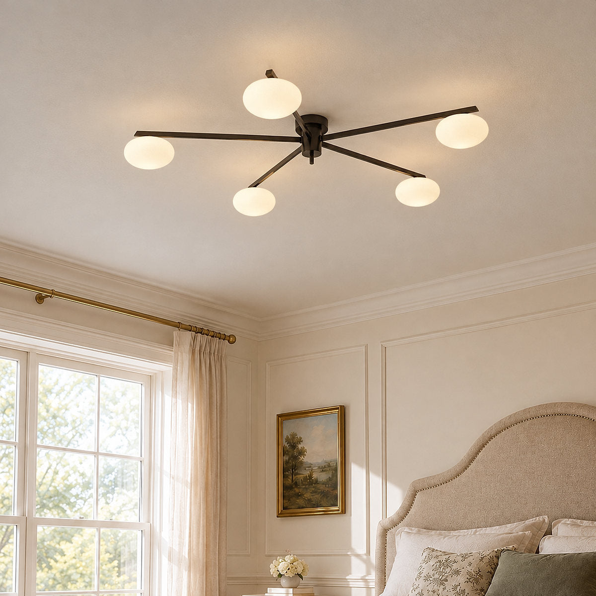 Low-Profile Multi-Arm Oval Glass Ceiling Lamp