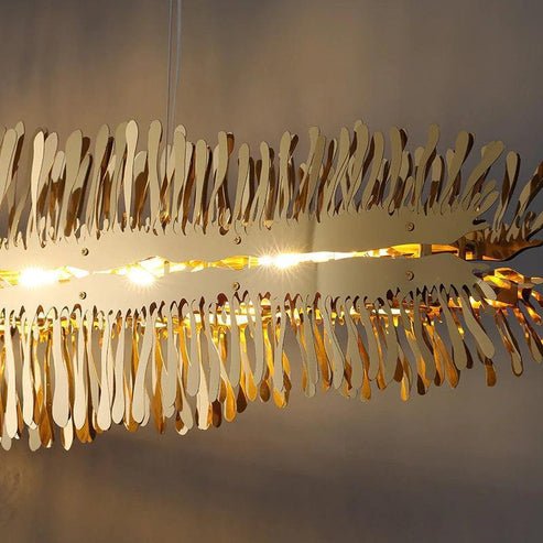 Clemo Island Gold Chandelier In Stainless Stee - Lightings Menu